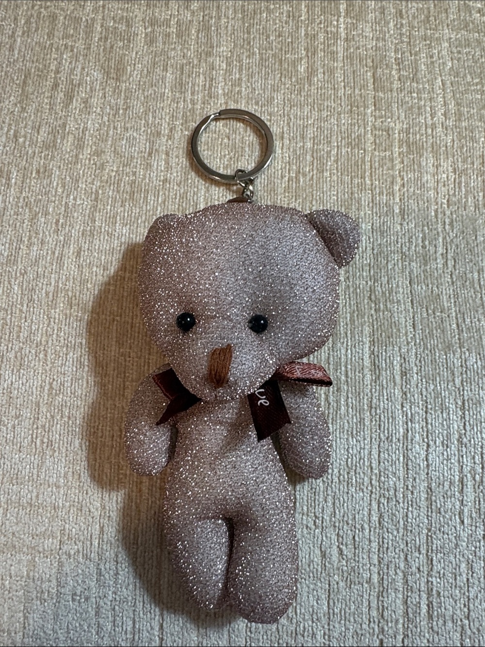 Sparkle Teddy Bear Keychain - Tan